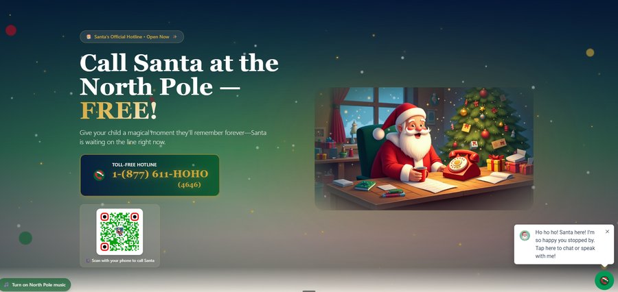 Ring North Pole seasonal holiday call line site